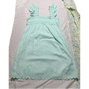 J Marie Brooklyn Dress Retail $128 Flutter Strap Embroidered Linen Mix size S